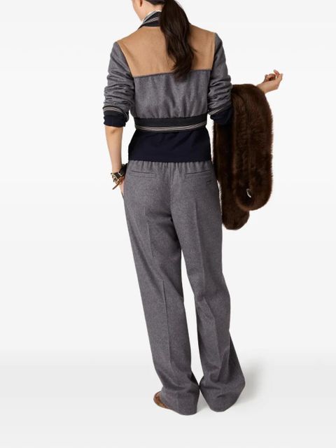 Miu Miu embroidered logo wool jacket - Grey