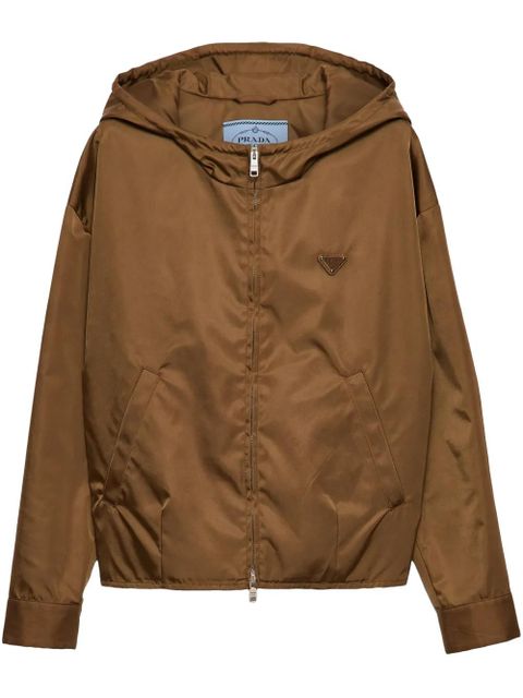 Prada logo patch hooded jacket - Brown - zdjęcie produktu nr 1