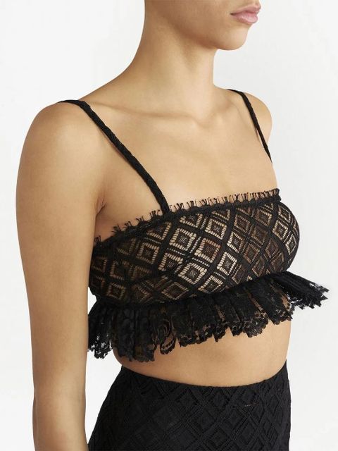 ETRO lace ruffle-trim bralette - Black