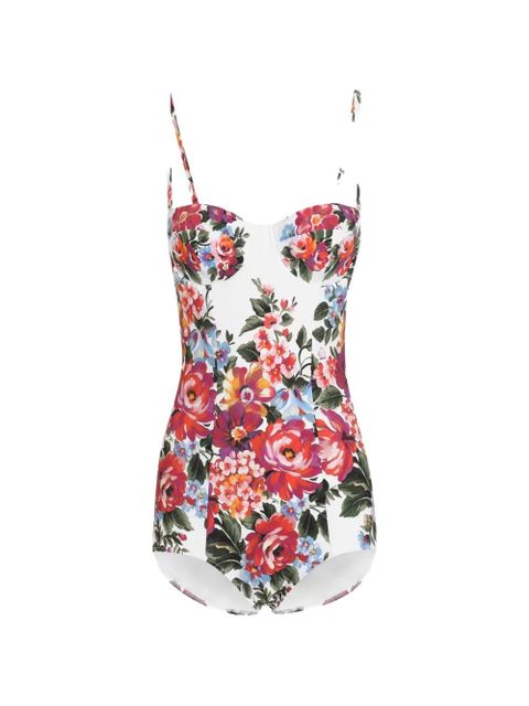 Dolce & Gabbana flower bouquet-print balconette one-piece swimsuit - White - zdjęcie produktu nr 1