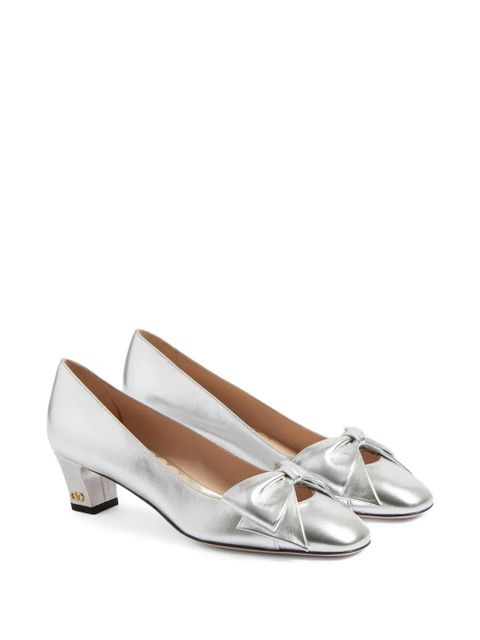 Valentino Garavani Bowow pumps in laminated nappa 45mm - Silver - zdjęcie produktu nr 2
