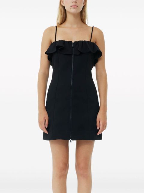 GANNI ruffle-trim minidress - Black