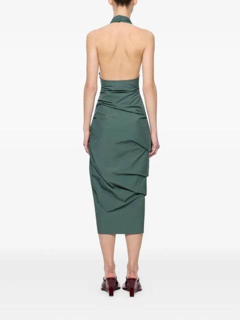 Paris Georgia June halterneck gathered midi dress - Green - zdjęcie produktu nr 2