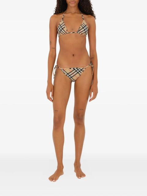 Burberry check side-tie bikini briefs - Neutrals