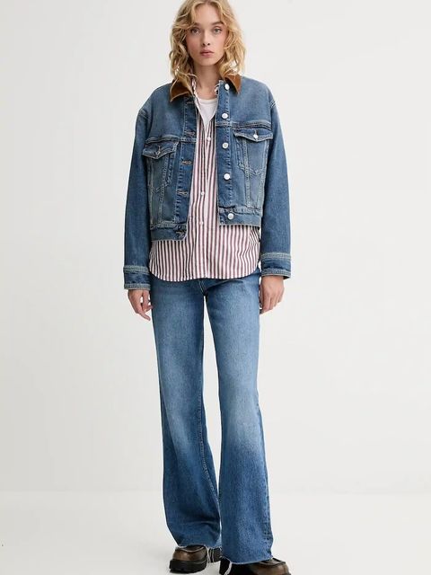 Levi's koszula bawełniana damska kolor brązowy relaxed z kołnierzykiem klasycznym 001HM