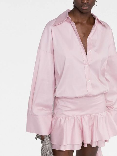 Blumarine dropped-waist ruffled shirtdress - Pink