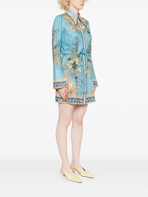 ALEMAIS floral-print belted dress - Blue