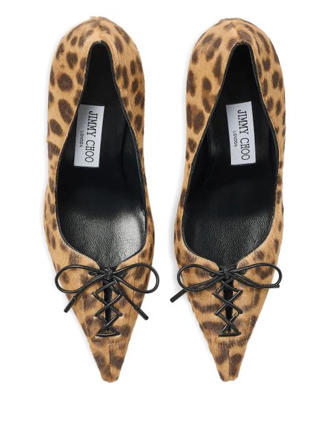 Jimmy Choo 95mm Scarlett leopard-print lace-up pumps - Brown - zdjęcie produktu nr 2