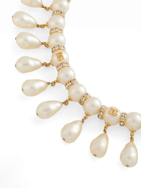 Dolce & Gabbana logo-embellished pearl necklace - Gold - zdjęcie produktu nr 2