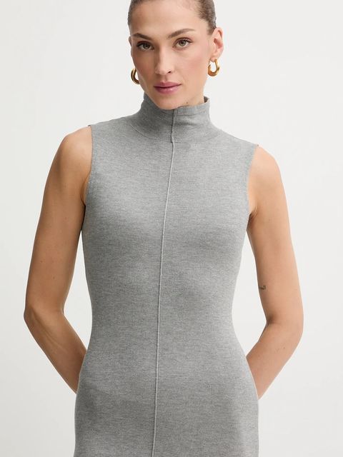 Bardot sukienka kolor szary maxi rozkloszowana 60085DB