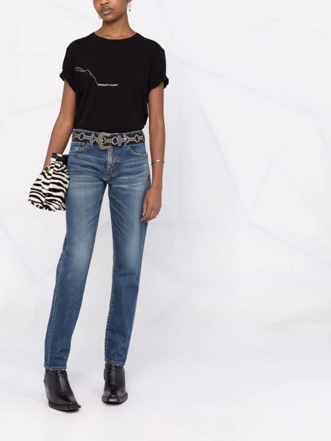 Saint Laurent stonewashed straight-leg jeans - Blue