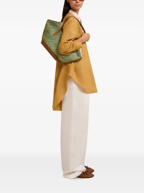 Marni two-tone raffia-effect tote bag - Blue