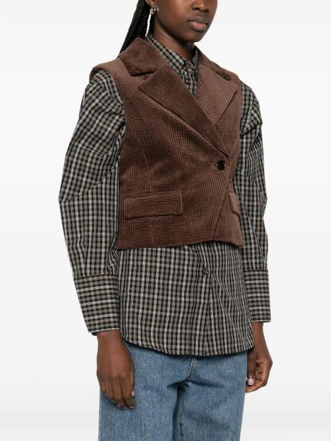 GANNI corduroy button waistcoat - Brown