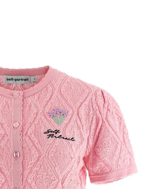 Self-Portrait pointelle knit top - Pink