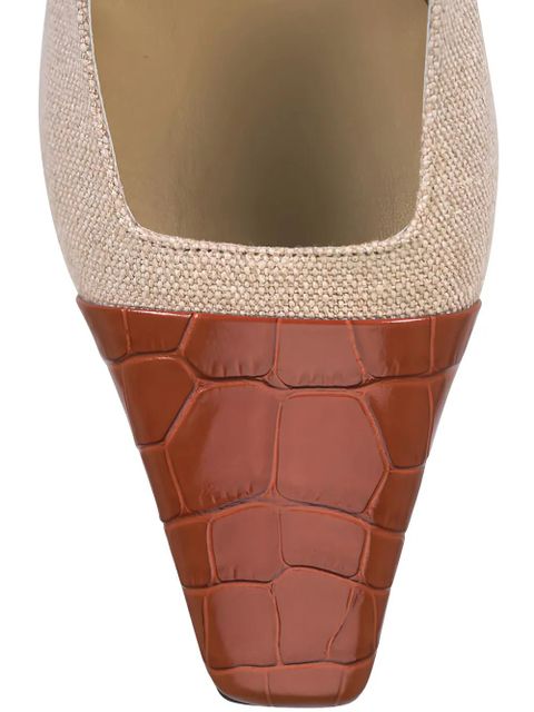 Tod's Slingback croc-effect canvas pumps - Neutrals