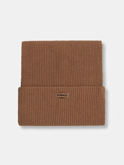 Pinko szalik z dodatkiem wełny damski kolor brązowy gładki 105996 A2Z4