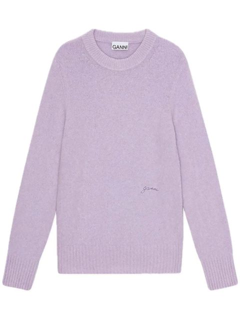 GANNI brushed long sleeve jumper - Purple - zdjęcie produktu nr 1