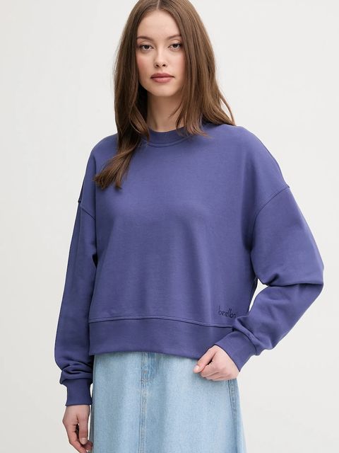 United Colors of Benetton bluza bawełniana damska kolor fioletowy z nadrukiem 3UNID109A - zdjęcie produktu nr 1