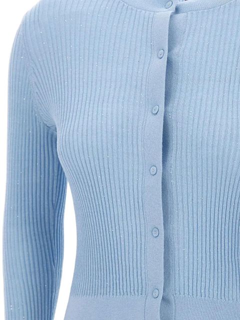 Max Mara sequin-embellished ribbed cardigan - Blue