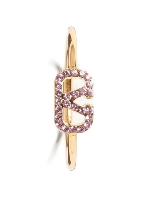 Valentino Garavani Vlogo Signature metal and Swarovski® crystal ring - Gold