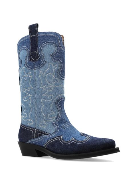 GANNI embroidered denim boots - Blue - zdjęcie produktu nr 2
