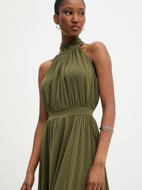 Answear.LAB sukienka kolor zielony maxi rozkloszowana