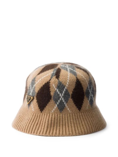 Prada argyle-knit bucket hat - Brown - zdjęcie produktu nr 1