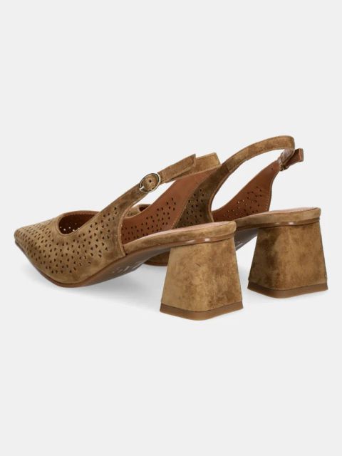 Answear.LAB czółenka zamszowe kolor brązowy na słupku