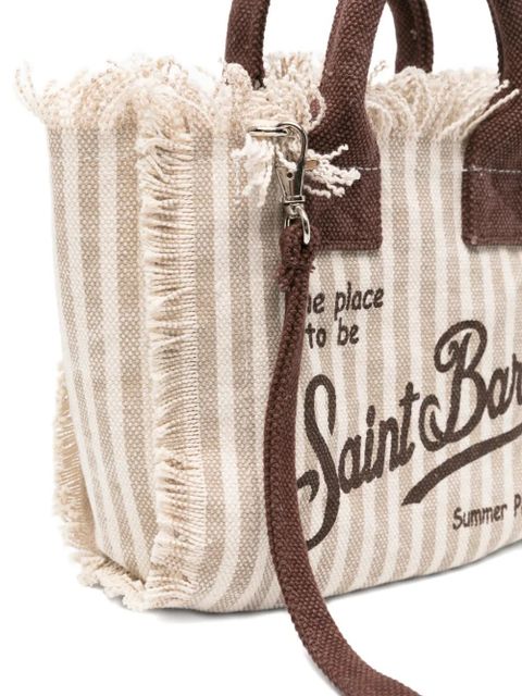 MC2 Saint Barth mini Vanity striped frayed-edge tote bag - Neutrals