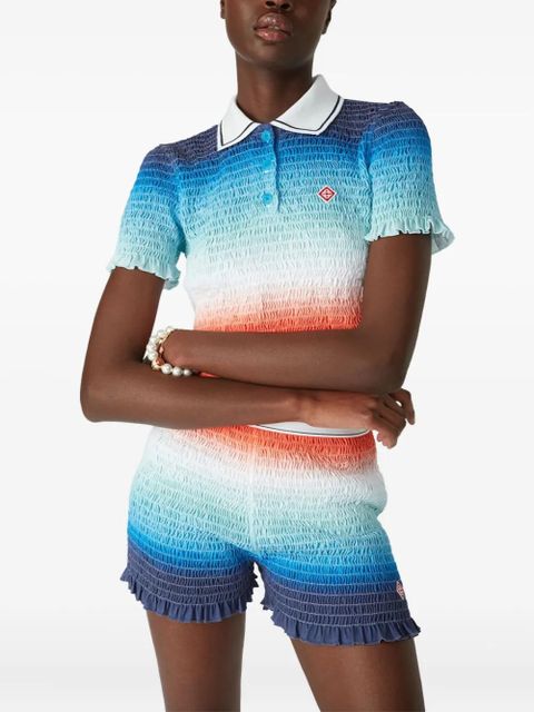 Casablanca smocked polo top - Blue