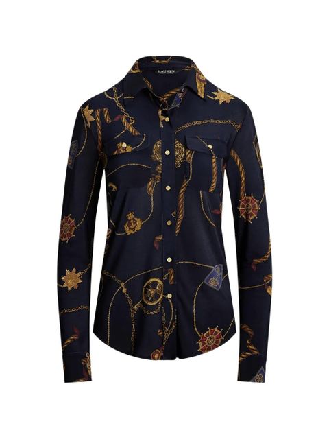 Lauren Ralph Lauren chain-print button-up shirt - Blue - zdjęcie produktu nr 1