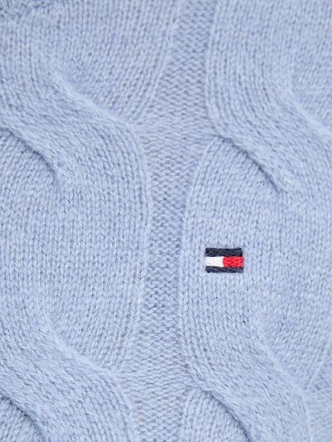 Tommy Hilfiger sweter wełniany damski kolor niebieski lekki WW0WW43586
