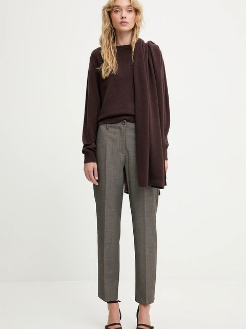 Answear.LAB sweter z wełny merino z szalem damski kolor brązowy lekki - zdjęcie produktu nr 2