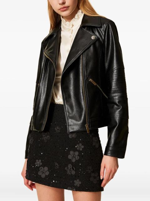 TWINSET biker quilted-panel jacket - Black - zdjęcie produktu nr 2