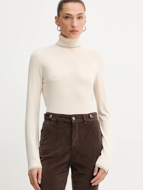 Liu Jo sweter damski kolor beżowy lekki z golfem MF5229 MS49I - zdjęcie produktu nr 1