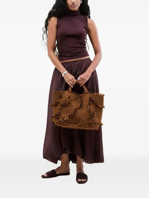 NAGHEDI St. Barths woven-design fringed-detail tote - Brown - zdjęcie produktu nr 2