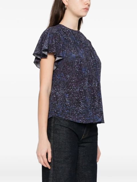 ISABEL MARANT speckled pleated blouse - Blue