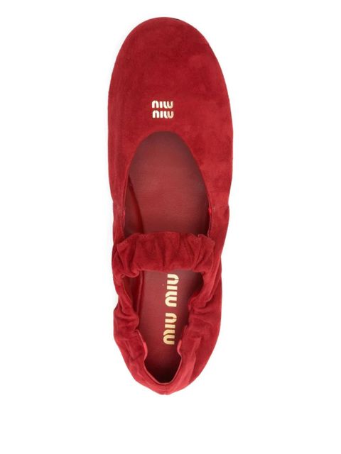 Miu Miu elasticated-strap ballet flats - Red