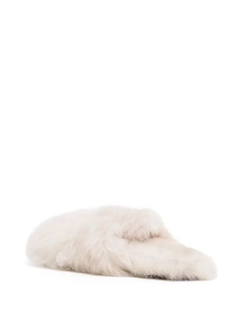 Yves Salomon closed toe fur slippers - White