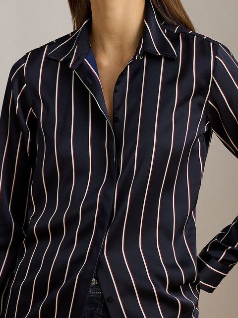 Lauren Ralph Lauren koszula damska kolor granatowy relaxed z kołnierzykiem klasycznym 200P03570