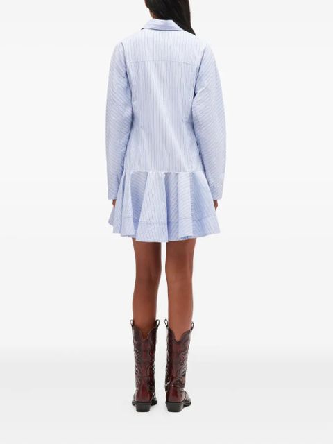 GANNI striped mini shirt dress - Blue