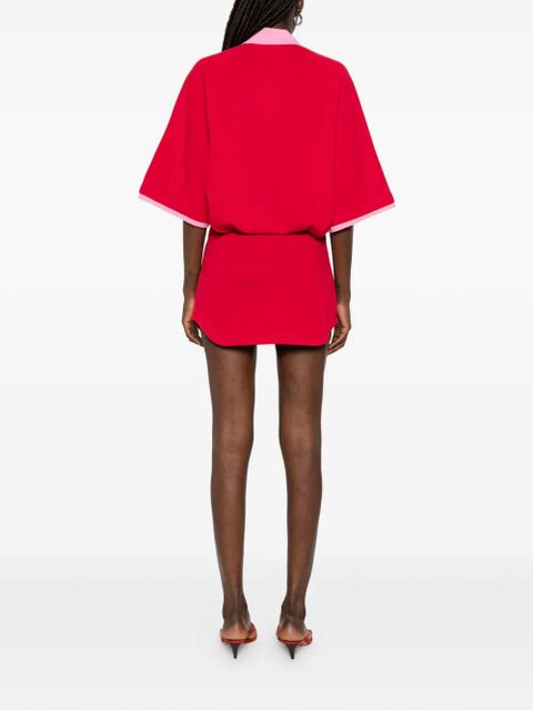 The Attico contrast-collar logo-embroidered mini dress