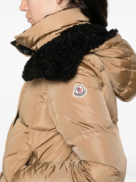 Moncler faux-fur collar zip-up coat - Neutrals