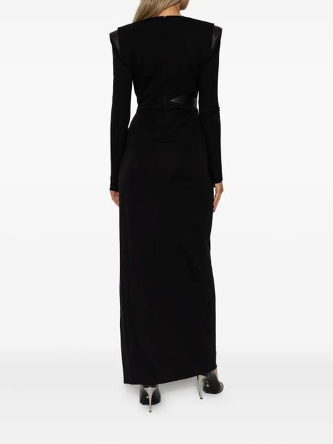 Versace shoulder-pad slit maxi dress - Black
