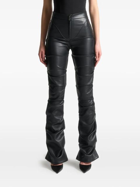 Manière De Voir Caroline tacked leather flared trousers - Black