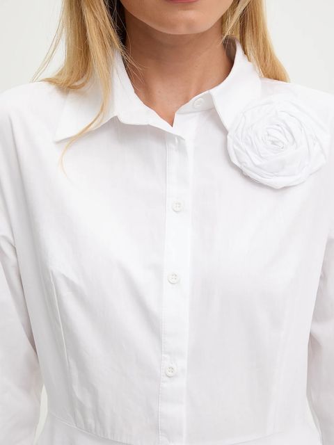 Answear.LAB sukienka bawełniana kolor biały midi rozkloszowana