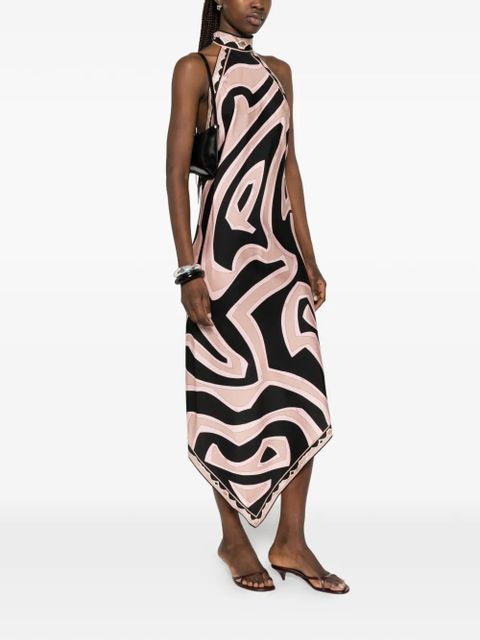 PUCCI asymmetric high-neck silk dress - Black - zdjęcie produktu nr 2