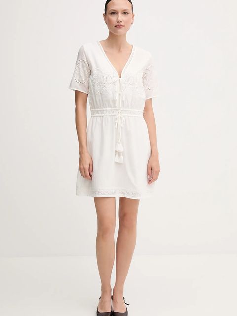 Pepe Jeans sukienka EDEN kolor beżowy mini rozkloszowana PL953699 - zdjęcie produktu nr 2