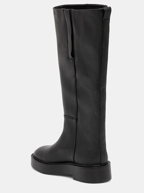 Calvin Klein kozaki skórzane CONCAVE WELT UKT BOOT LTH damskie kolor czarny na płaskim obcasie YW0YW01910