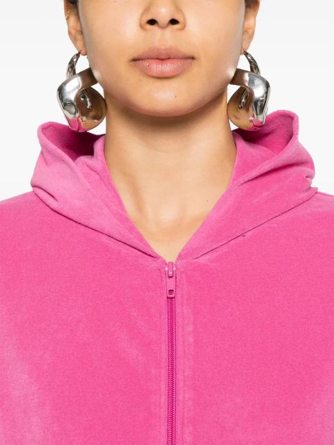 Balenciaga rhinestone-logo zipped hoodie - Pink